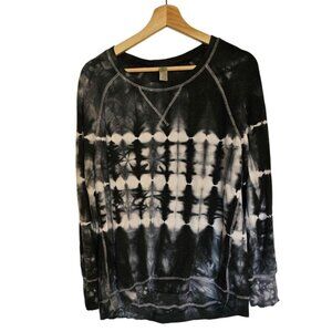 Green Tea Pull Over Size Large Tie dye Black Long Sleeve butter soft